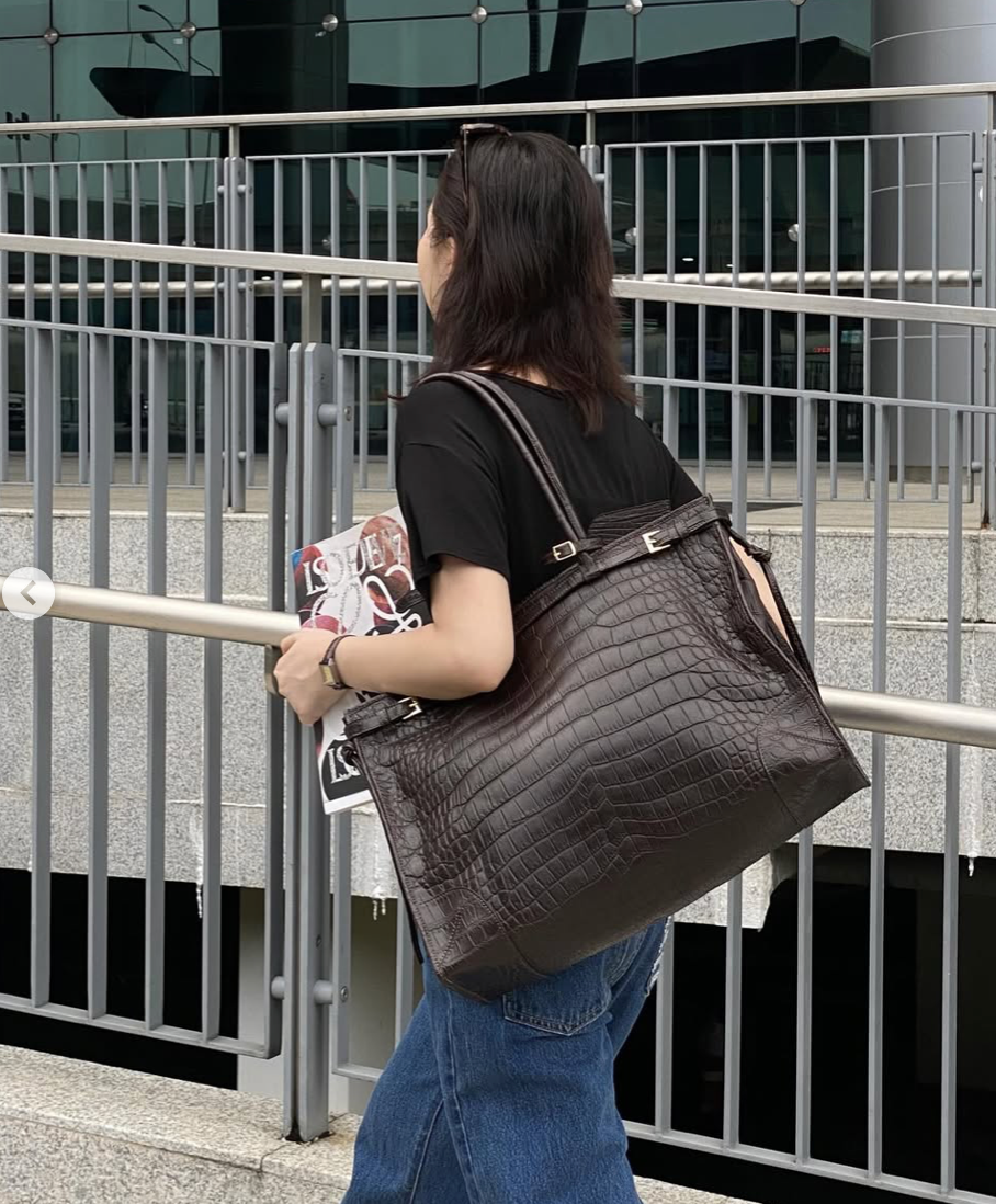 NERO CROCO TOTE