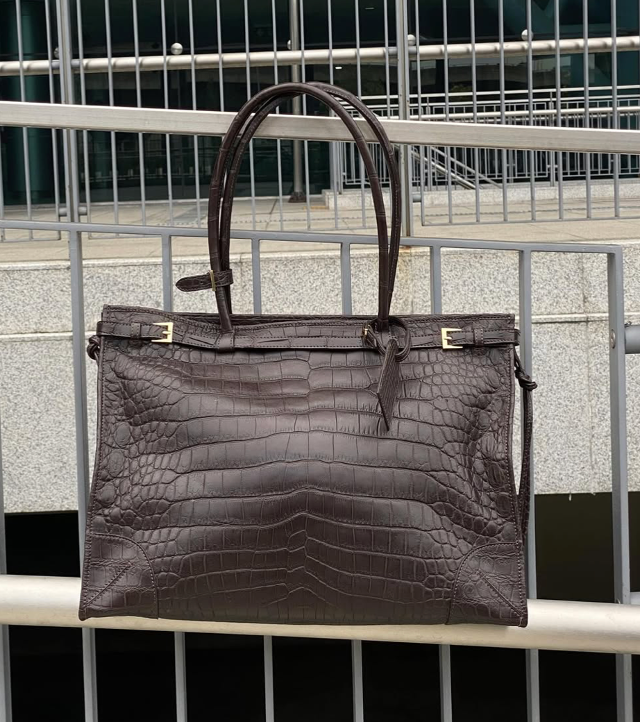 NERO CROCO TOTE